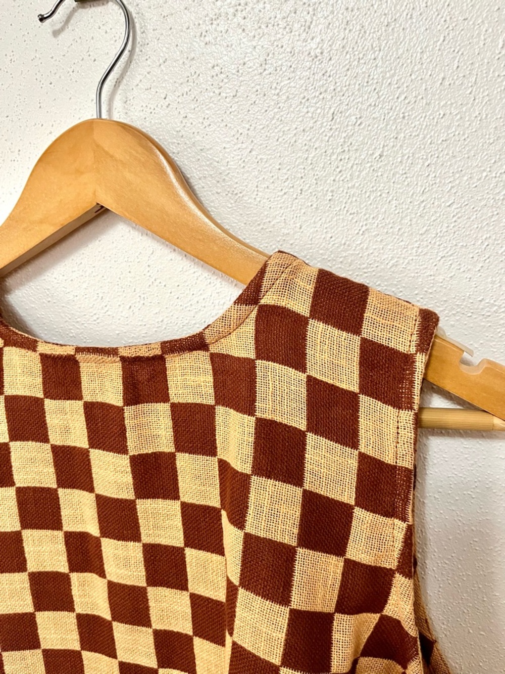 ace & jig nola reversible button tank top blouse rhyme checkered check large nwt - Picture 3 of 7